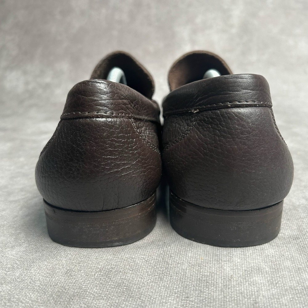 Sandro Moscoloni Dark Brown Pebbled Leather Penny Loafers - Picture 4 of 9
